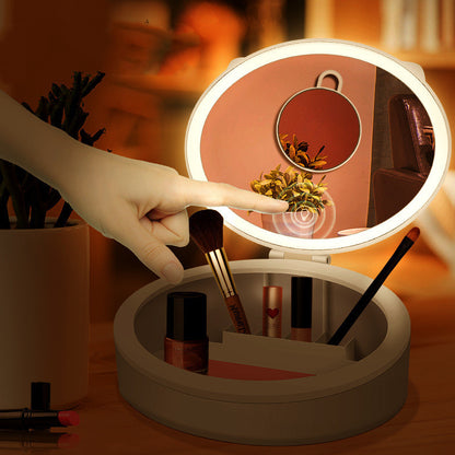 LED Makeup Mirror With Storage Box